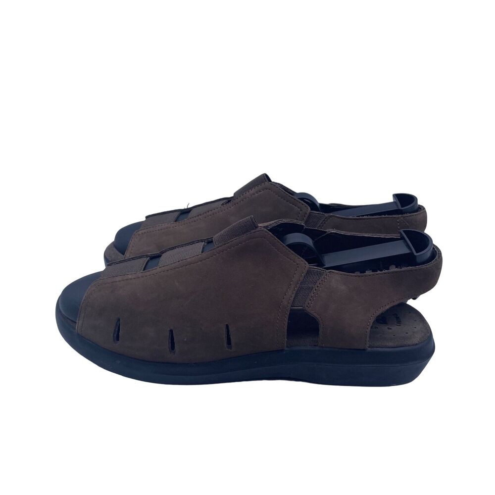 Propet Brown Leather Sandals Stretch Walking Open Toe Flat Comfort Womens Size 8